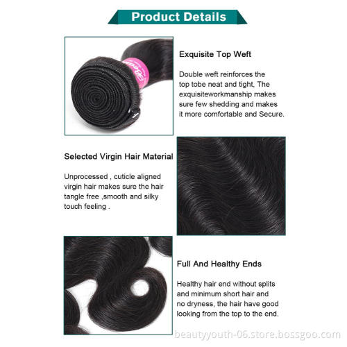 100% human weaving virgin peruvian human hair with frontal